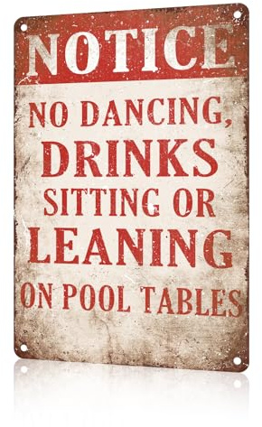 macago Poolzimmer-Wanddekoration – Vintage-Billard-Metallschild für Männerhöhle, Bar, Pub, lustiges 8-Ball-Pool-Tischzubehör und Regeln, Schild – 20,3 x 30,5 cm