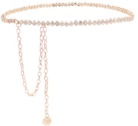 YooAi Rose Gold Rhinestone Belt, Women's Formal Dress Belt, Fit Waist 27-35