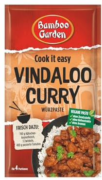 Bamboo Garden - Vindaloo Curry Würzpaste | 45 g im Beutel | Zum Würzen von Curry Hähnchenfleisch | Für 4 Portionen | Vegan, natürliche Zutaten