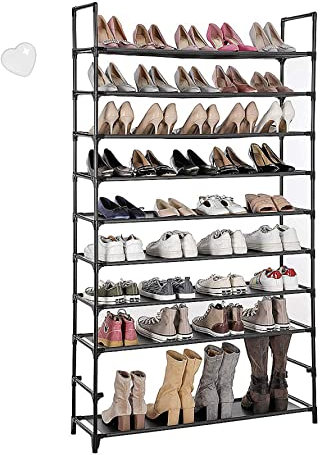 Generisch Garderobenständer im Vintage-Stil mit superstabilem Schuhregal und mattiertem Metallrahmen (weiß)