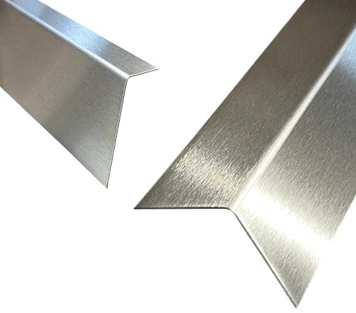 Edelstahl Winkelprofil VA Kantenschutz 2000mm 90 Grad Winkelprofil 30x10 mm Schenkelinnenmaß aus Edelstahl k240 geschliffen 0,8 mm stark L-Winkel, Eckschutzschiene,