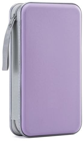 LIOVODE DVD-Hülle, 96 Kapazität, CD-Hülle, Aufbewahrung, Organizer, Hartplastik, schützende Disc-Brieftasche für Auto, lavendel