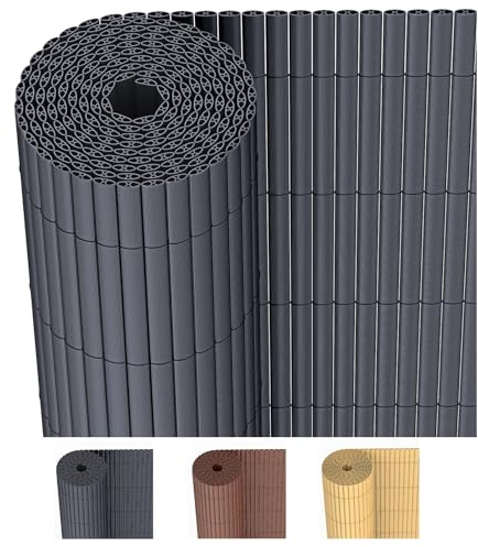 JORON PVC Sichtschutzmatte 90x500cm – Balkon Sichtschutz & Garten Sichtschutzzaun | Wetterfester Zaun Sichtschutz mit Kabelbindern, verstärkt & wasserdicht, Anthrazit