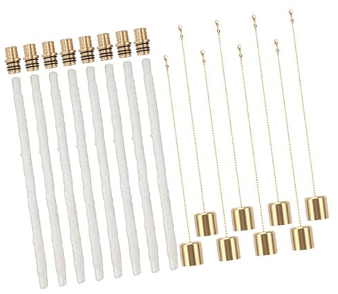 8Pack Long Lasting Wine Bottle Wine Bottle Torch Kit, Wine Bottle Torch Wicks Kit Torch Kit for Garden Patio, Premium Brass Wick Holders and Caps, Suitable for Wine Bottle,