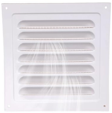 Grille d'aération carrée en métal avec moustiquaire - 16,5 x 16,5 cm - Blanc - Pour plafond et paroi latérale