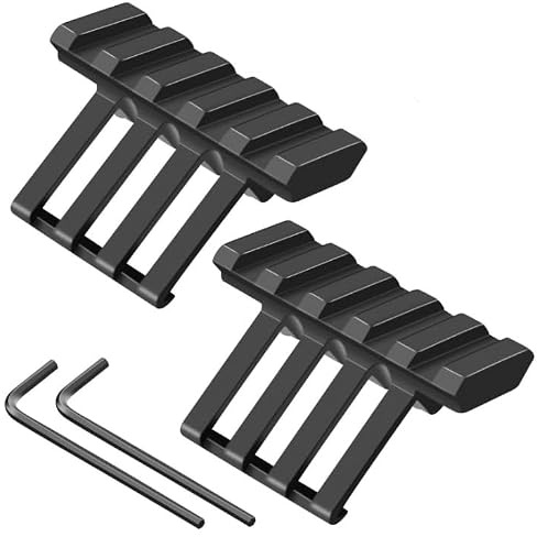 PBTMCD 5 Schlitze, Aluminiumlegierung, Versetzte Picatinny-Schienenhalterungen, 45 Grad Versetzte Picatinny-Weaver-Schienenhalterung, Low-Profile-Adapter(5 Slot - 2 Pack)