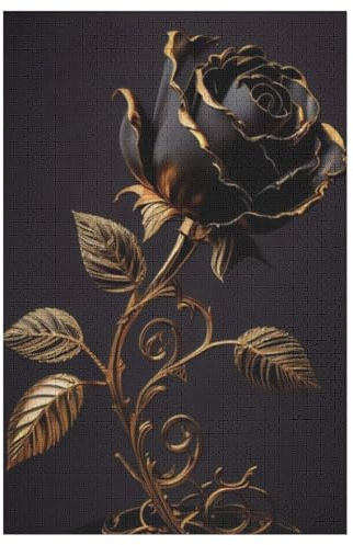 Puzzles Für Erwachsene, Puzzle Schwarze Rose, 1000 Teile, Puzzle Aus Holz Für Erwachsene Und Kinder Ab 12 Jahren, Lernspielzeug （78×53cm）