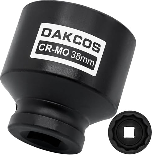 DAKCOS 38mm Llave de Impacto Vaso de 1/2,Llave de Vaso Multidiente 12 caras, Cr-Mo
