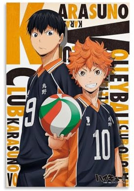 YRUAWRH Haikyuu Tobio Kageyama und Shoyo Hinata Poster, Wandkunst, ästhetisches Cover, Leinwand, Vintage-Poster, dekoratives Gemälde für Schlafzimmer, Wohnzimmer, 30 x 45 cm, ungerahmter Stil