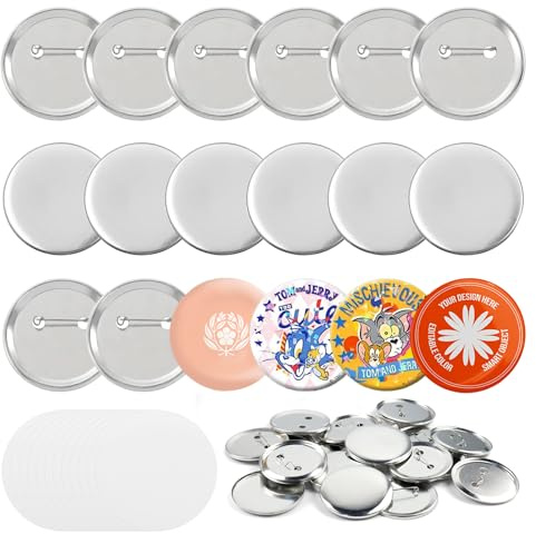 100Stück 58mm DIY Metall Button, Rohlinge mit Sicherheitsnadel, Komplettset