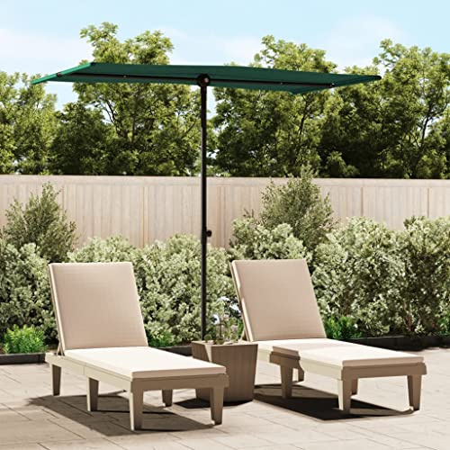 HaoChrymec Sonnenschirm mit Aluminium-Mast, Höhenverstellbar, 180 Grad drehbar, UV-beständig, Sonnenschutz für Balkon, Terrasse, Camping, Grün, 180x110x208 cm