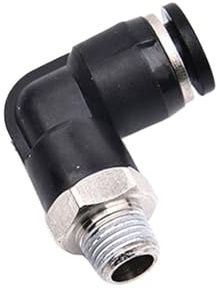 Raccords rapides coudés noirs for tubes pneumatiques (4, 6, 8, 10, 12 mm), filetage mâle M5 (1/8, 1/4, 3/8) et 1/2.(6mm,1/2)