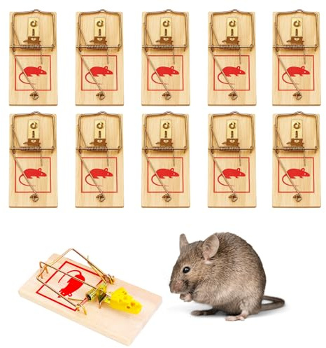 10er Set Mausefalle Holz - Sofort Wirkende Schlagfallen für Mäuse - Testsieger Mäusefallen für Drinnen - Effektive Rattenfallen Schlagfallen ohne Gift