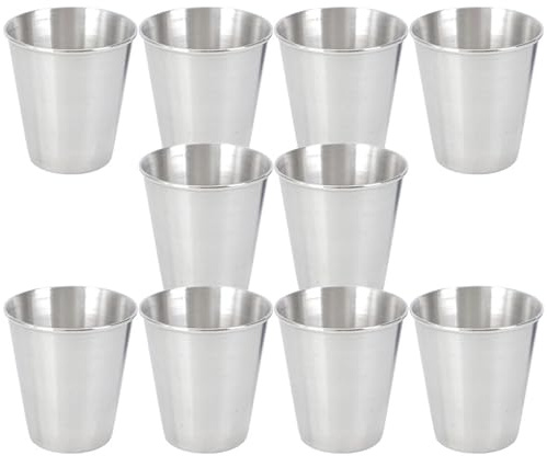 Kisangel Tasses Multifonctions 70ml Gobelets en Acier Inoxydable Lot de 10 Résistantes et Portables, pour Camping et Boissons Alcoolisées