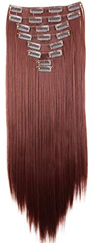 CAISHA XXL 50cm 8 Teile Set CLIP IN EXTENSIONS Nicole Haarverlängerung Haarteil Glatt Rotbraun CES110