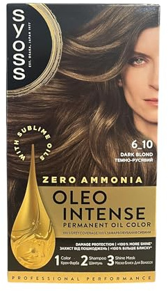 Syoss Oleo Intense Permanent Hair Color – 6-10 Dark Blonde (Ammonia-Free, Oil-Infused, 115 ml Kit)