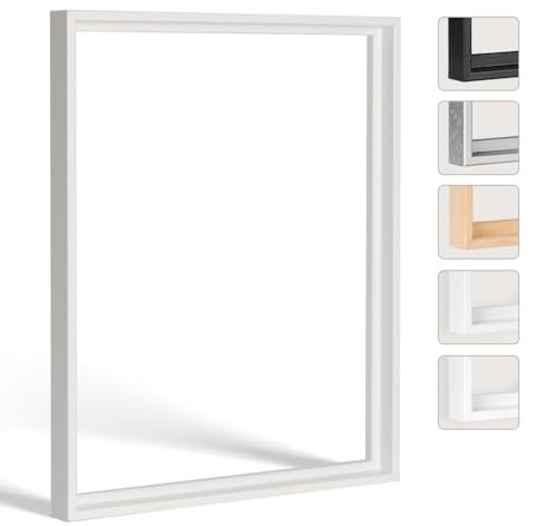 Bildershop-24 Schattenfugenrahmen Hamburg für Leinwände und Keilrahmen 84x118,8cm (DIN A0) Weiß (gekalkt lackiert)