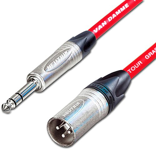 Male XLR to ¼ TRS Jack Lead. Balanced Van Damme Mic Cable. Short 10m 6m 3m 20m (1m, Red)