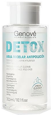 Agua Micelar Detox | Limpiador Facial | Desmaquillante para la Cara y Ojos | Purifica y Calma la Piel | Detoxificante y Antipolución | 300 ml