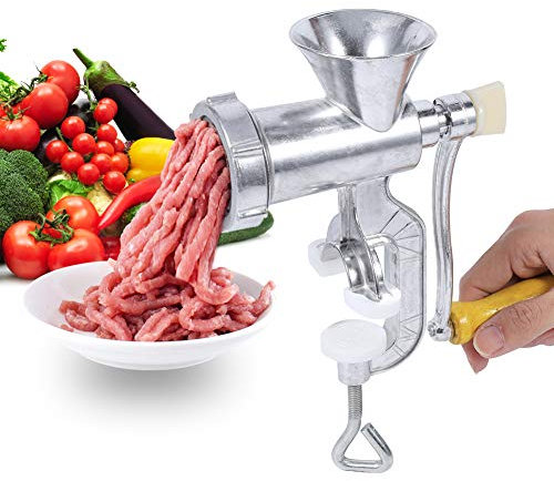 Picadora de Carne Manual, Haofy Molinillo de Carne de Aleación Aluminio, Cocina Picadora de Verduras, para Moler Carne Picada, Cerdo, Ternera, Tallarines, Verduras o Especias