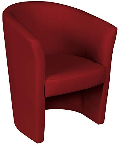 Dmora - Sessel Abrera, Wohnzimmersessel, gepolsterter Sitz, Stuhl mit Armlehnen aus Kunstleder, 64x63h76 cm, Rot