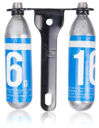 Support for CO2 Cartridges, 2pcs CO2 Cartridge Holders Bottle Cage with 4pcs Screws Nuts Bicycle Cycling Accessory(Black)