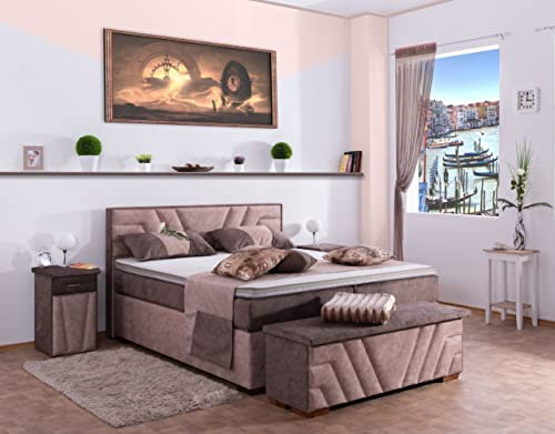 AUKONA Boxspringbett Akio 180x200, Farbe wählen und ändern, 7 Zonen Taschenfederkern-Matratze, H2 H3 H4, Komfortschaum-Topper, Lieferung und Aufbau kostenlos
