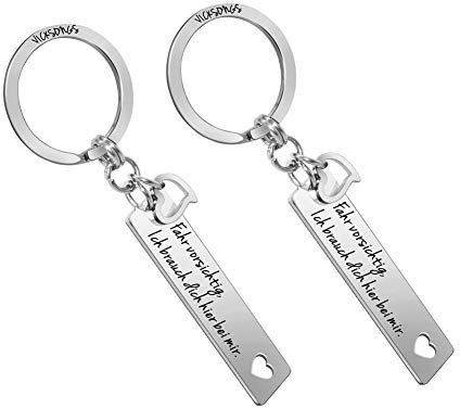 VICKSONGS Drive Safe Schlüsselanhänger - Fahr Vorsichtig, Ich brauch Dich Hier bei Mir | Drive Safe I Need You Here with Me | Geschenk zum Neuen Auto Schlüsselanhänger Männer/Mann 2er