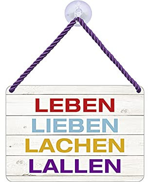 Blechwaren Fabrik Braunschweig Blechschild - Leben LIEBEN LACHEN LALLEN KH128 (16,5 x 11,5 x 0,6 cm, Metall, Rechteckig)