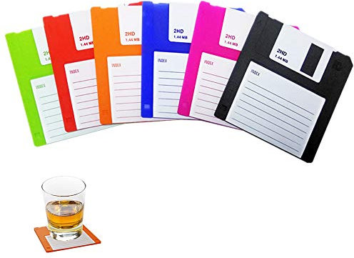 Lot de 6 Dessous de Verre en Forme de Disque en Silicone - Style rétro - pour Boissons - Résistants à la Chaleur - Antidérapants - Protège Vos Tables