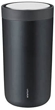 Stelton To-Go Click - Thermobecher, doppelwandige Isolierflasche - Rostfreier, auslaufsicherer Kaffeebecher/Teebecher mit Smart-Click-Deckel - Heiße & kalte Getränke - 0,2 Liter, Granit-Grau Metallic