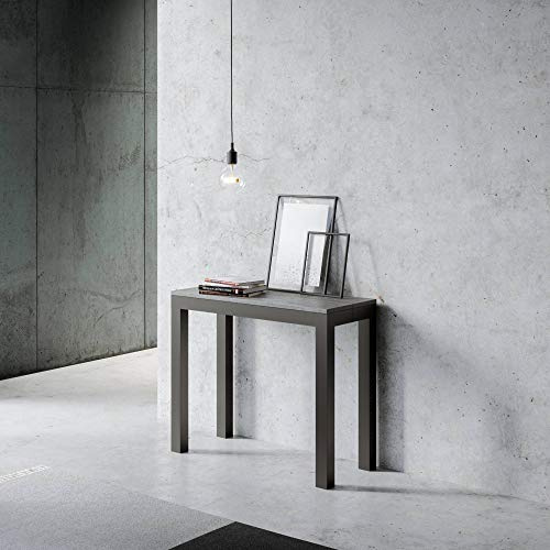 Itamoby Table console extensible Everyday Evolution effet béton L.90 P.40 H.77 extensible jusqu'à 300 cm