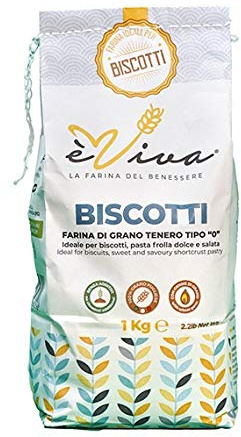 Agricola Piano - Dolce 190 | Weichweizenmehl Typ 550 1 kg - Natürliches italienisches Mehl ohne Zusatzstoffe, mit lebendem Weizenkeim - Ideal für Kekse, Mürbeteig