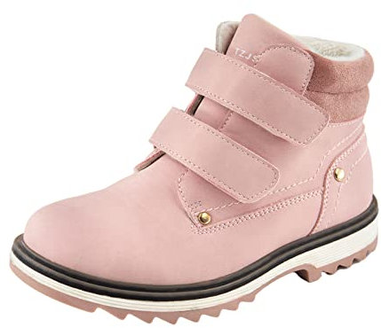 TZJS Unisex Kinder Klassische Stiefel für Jungen Mädchen Baby Winterstiefel Mit Klettverschluss Wasserdicht Stiefeletten Schneestiefel Arbeitsstiefel Herbstschuhe Winterschuhe(Rosa Warm, numeric_23)