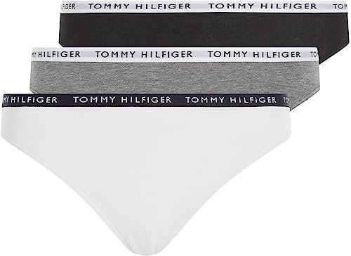 Tommy Hilfiger Pack de 3 Braguitas para Mujer Ropa Interior, Multicolor (Medium Grey Heather/White/Black), XL