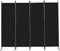 Mingone Raumteiler Trennwand Paravent 4-TLG. Sichtschutz Faltbar mit Metallrahmen Polyester-Mischgewebe für Wohnzimmer, Schlafzimmer, Küche, Büro, Balkon, Garten, Schwarz, 200x176cm