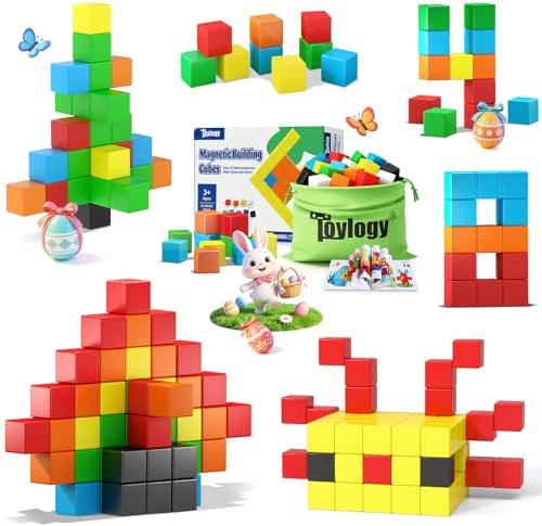 Toylogy Magnetische Bausteine für Kleinkinderspielzeug, Rein Magnetischer Welt Edition Spielzeuge für Sensorisch STEM Ausbildung Vorschule Magnetspielzeug für 3 4 5 6 Jährige Jungen und Mädchen