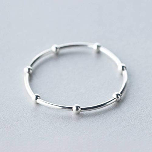TYERY Pulsera de Plata S925, Pulsera de Cuentas Redondas de Personalidad Coreana de Moda Femenina, Pulsera de Pulsera de Cuentas Pequeñas Y Sencillas, Mujerpulsera de plata s925 cordón elástico