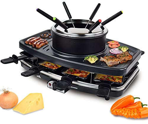 Syntrox Germany RAC-1100W-Freiburg Rundum-Genuss Raclette-Grill-Fondue-für 8 Personen