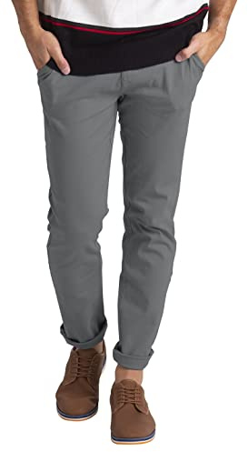 westAce Mens Chino Trousers Athletic-fit Flat-Front Casual Stretch Cotton Classic Pants with Phone Pocket | Sizes 30W-40W | High-Rise Work Pants for Men (Light Grey, 40W x 32L)