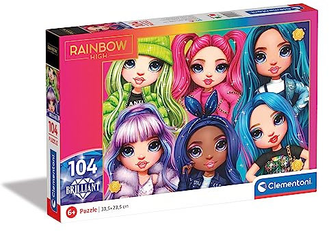 Clementoni 20343 104pzs Does not Apply Supercolor Brilliant Rainbow High 104 Teile-Puzzle Für Kinder Ab 6 Jahren, Made In Italy, Mehrfarbig, M