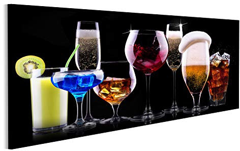 islandburner Bild auf Leinwand Andere Alkoholische Getränke Set Bier Wein Cocktails Saft Sekt Scotch Soda Wandbild Poster Kunstdruck Bilder
