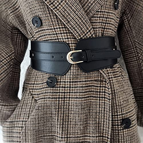 Breiter Elastischer Taillengürtel für Damen - Vintage Cinch Gürtel mit Goldener Schnalle für Kleid und Hemden