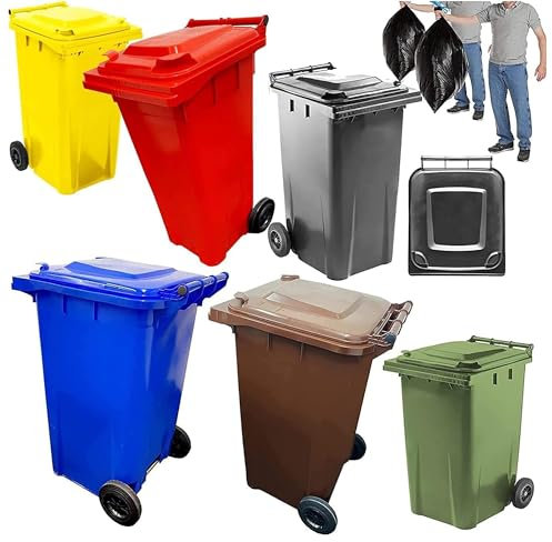 STAR SUPPLIES Wheelie Bins Outdoor Council Size Bin for Trash and Rubbish 240L Rubber Wheels - Grey, Red, Yellow, Blue, Green & Brown (Green)