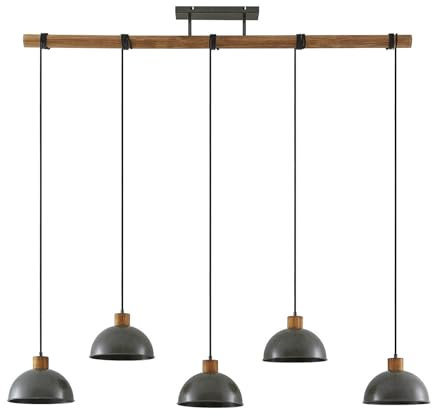 Lindby Pendelleuchte Durbis (Retro, Vintage Antik) aus Holz (5 flammig E27) - Hängeleuchte Esstischlampe Hängelampe Wohnzimmerleuchte