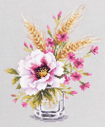 Magic Needle 100-015 ZW Mohn und Jungfernrosen Kreuzstichset mit Zählmuster Zweigart Edition, Baumwolle, multifarbig, 18x23cm