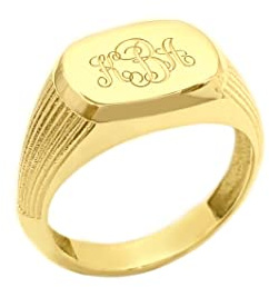 RN802 Unisex Ovaler Siegelring in massivem Gold 9 Karat, 14 Karat und 18 Karat, personalisierbar mit Initialen oder Familienwappen