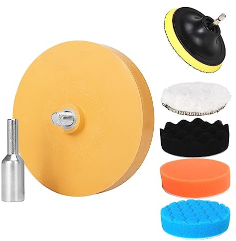 SI FANG Adhesive-Remover Rubber Eraser Wheel Kit, 3.5Inch Sticker Removal Wheel and 4Inch Sponge Woolen Waxing Polishing Pads with Drill Adapter, Cars Vehicles Decal Vinyl Pinstripe Fast Removing
