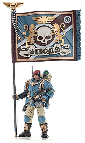 HiPlay JoyToy × Warhammer 40K Officially Licensed 1/18 Scale Science-Fiction Action Figures Full Set Series-Astra Militarum Tempestus Scions Command Squad 55th Kappic Eagles Banner Bearer