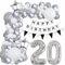 Luftballons Girlande 20 Geburtstag Deko Frauen Mann Luftballons Silber grau Weiß deko 20. Geburtstag Frau Männer 20 Jahre Geburtstagdeko Silber Happy 20 Birthday Girlande Ballons Deko Weiß silber